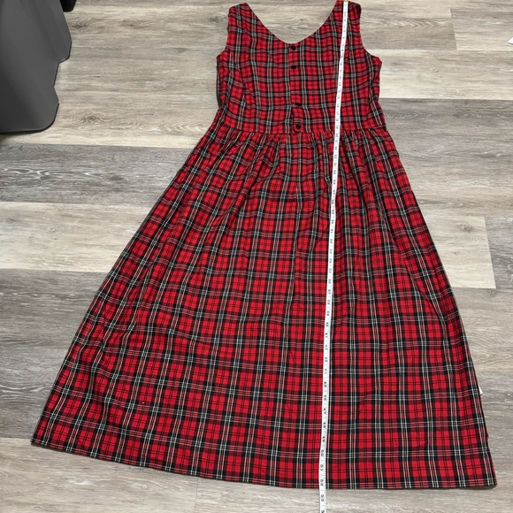 Vintage Women's Red and Black Dress - Picture 3 of 7